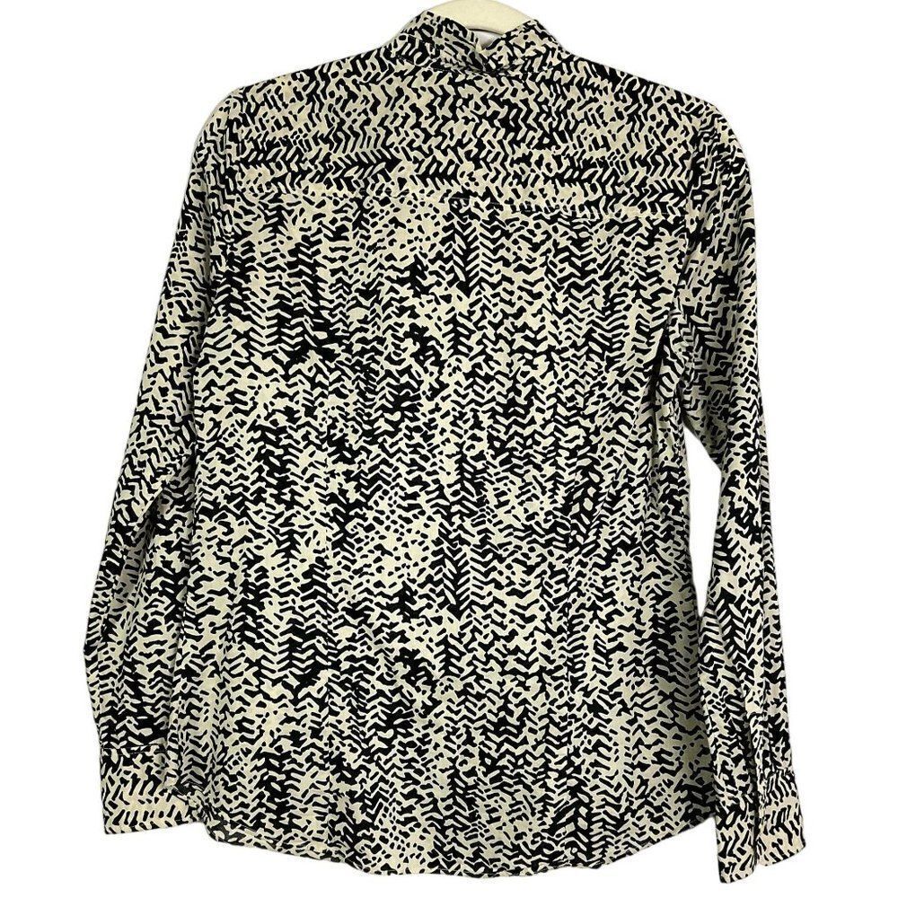 J. Crew Strada Fan Placket Perfect Shirt, Black/Cream, 100% Cotton, size 4 - Picture 10 of 13